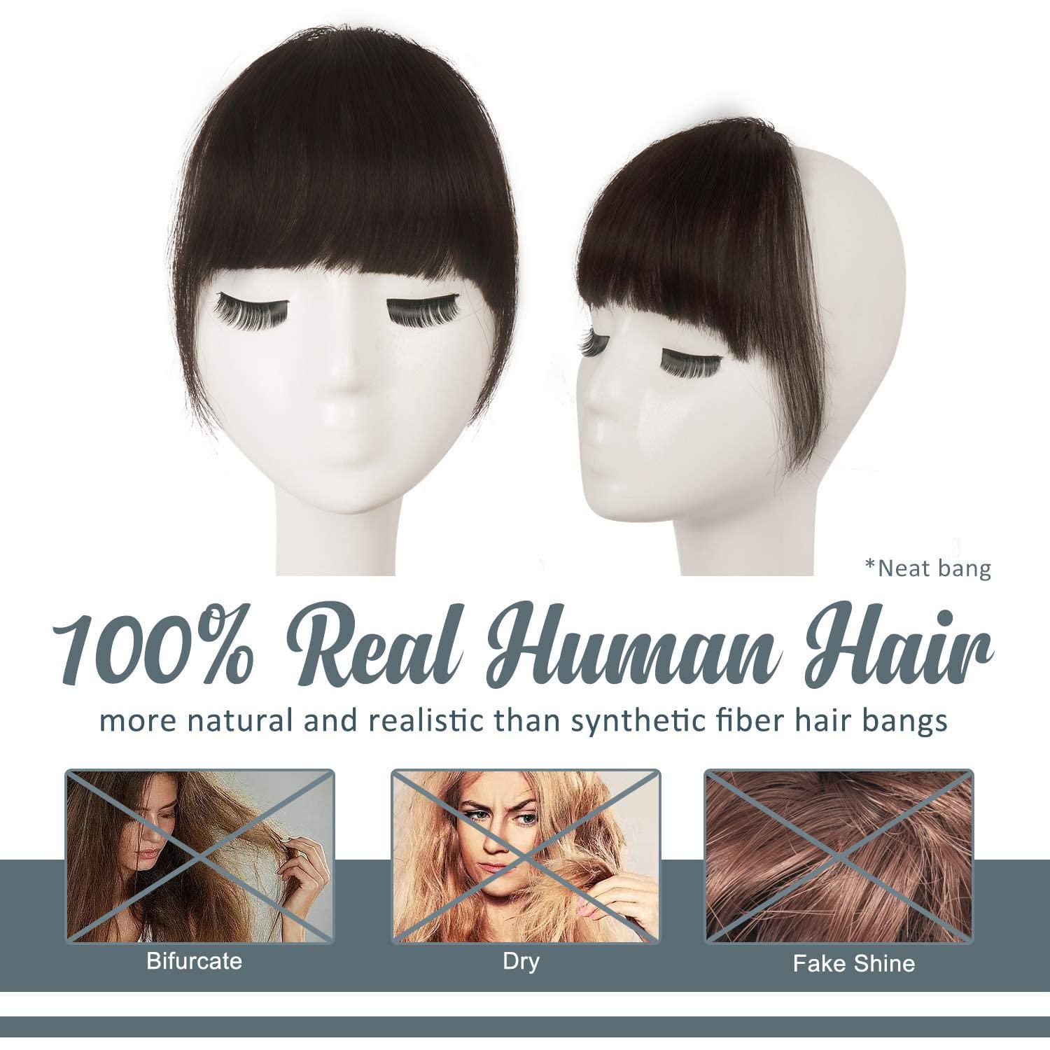 Echthaar Clip in Pony Dunkleres Braun - Dickes Pony