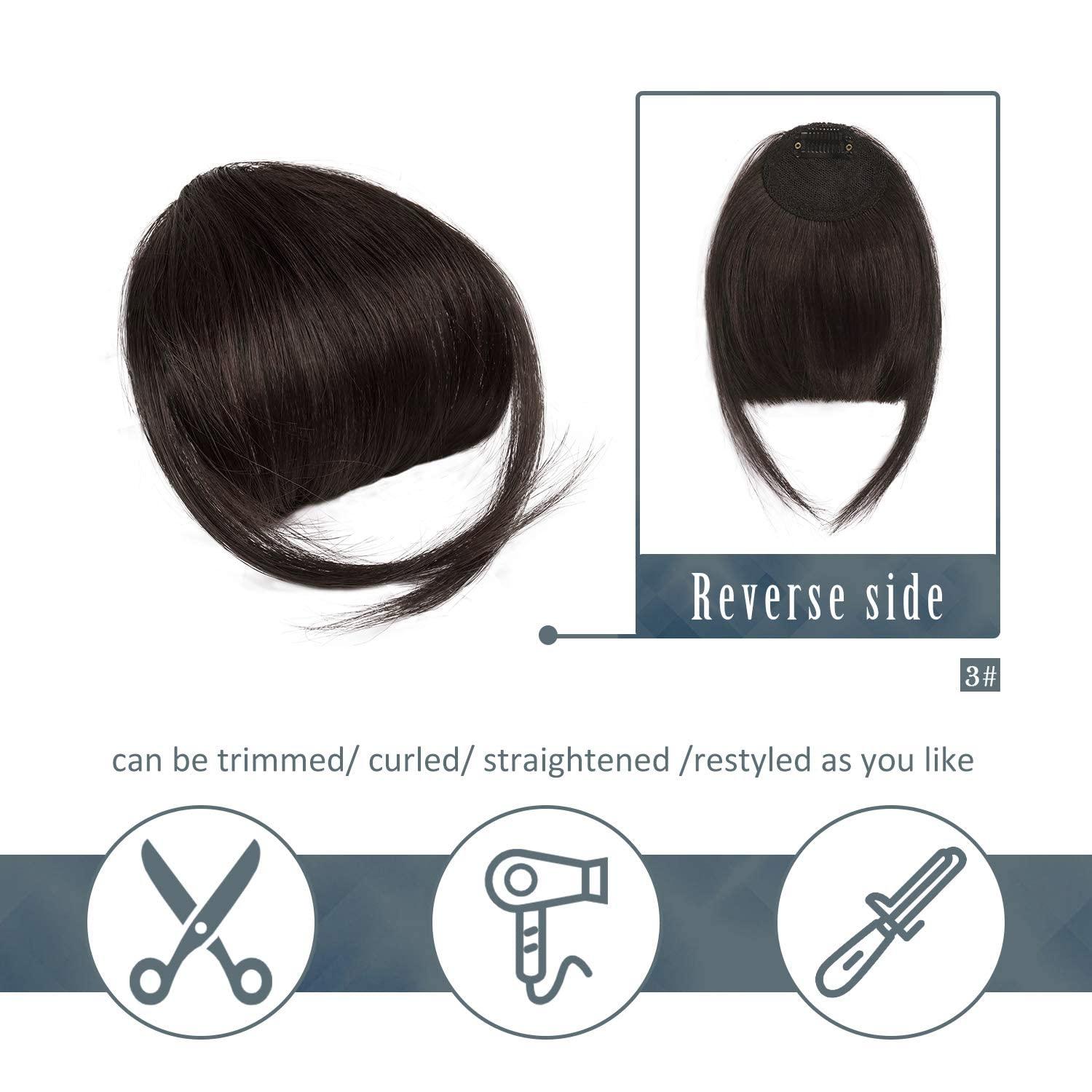 Echthaar Clip-in Pony, Dunkleres Braun, Dick Pony Extensions, Fringe