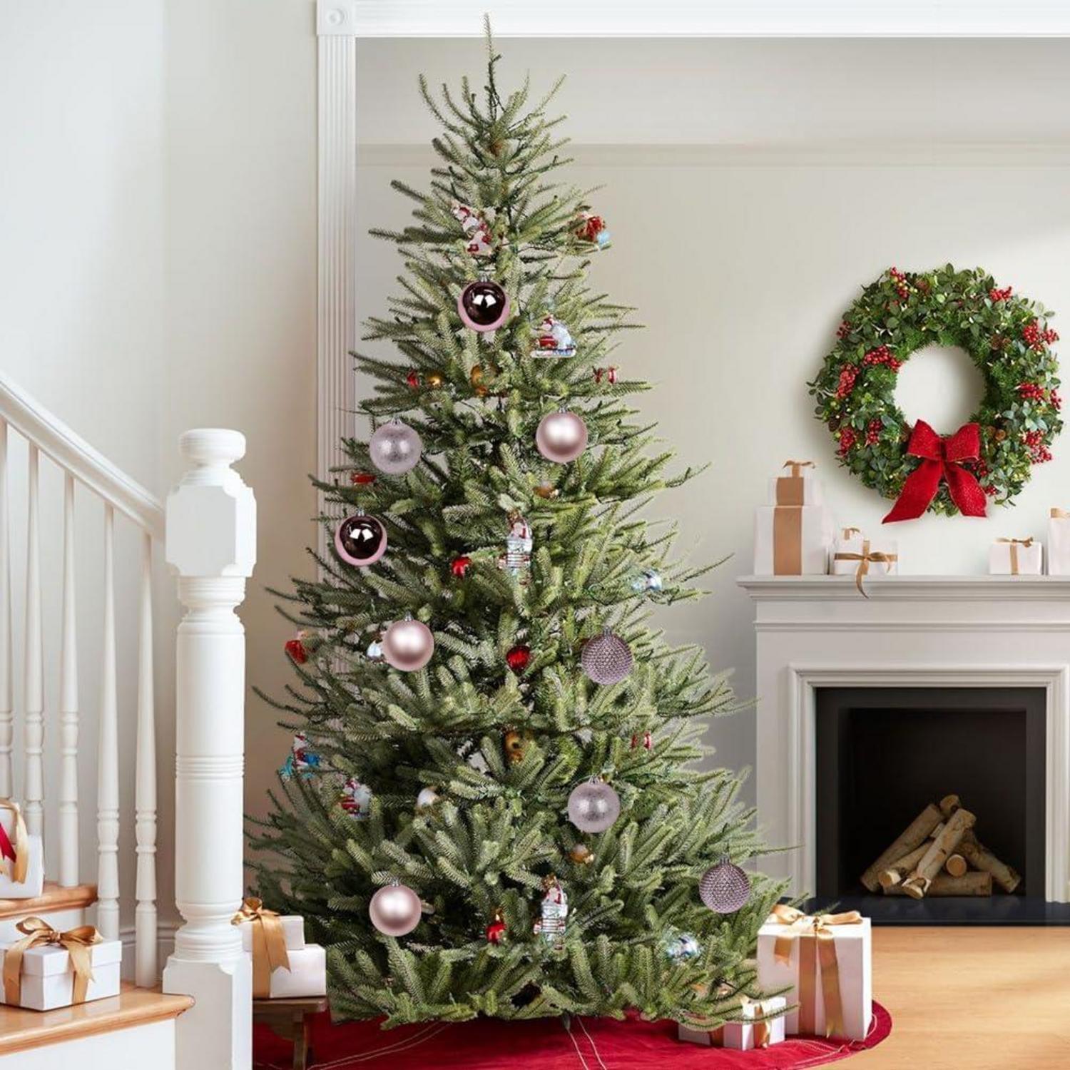 12CM Weihnachtskugeln Bruchsicherer Christbaumschmuck 4er Set Rosa