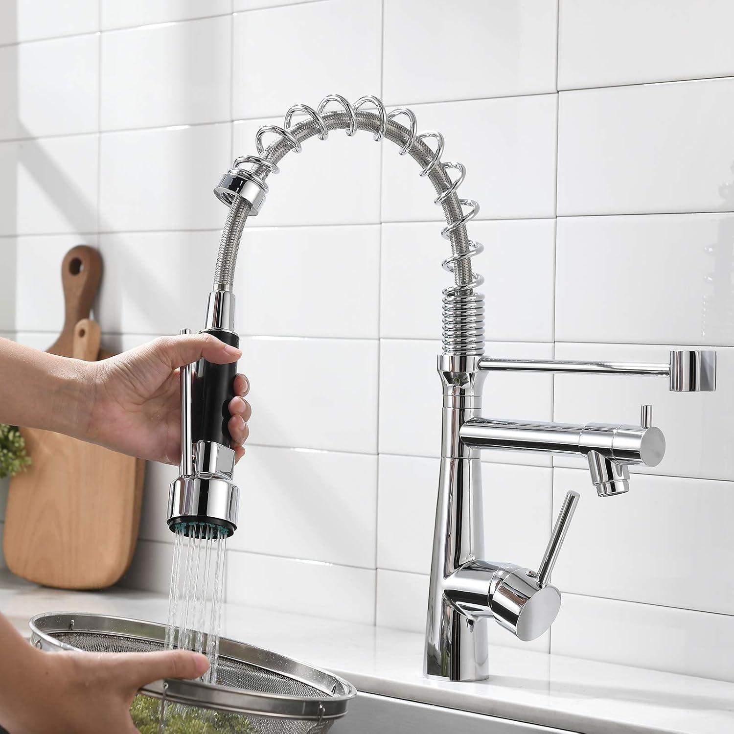 Wasserhahn Küche Chrom mit Spiralfeder 360° Schwenkbarer