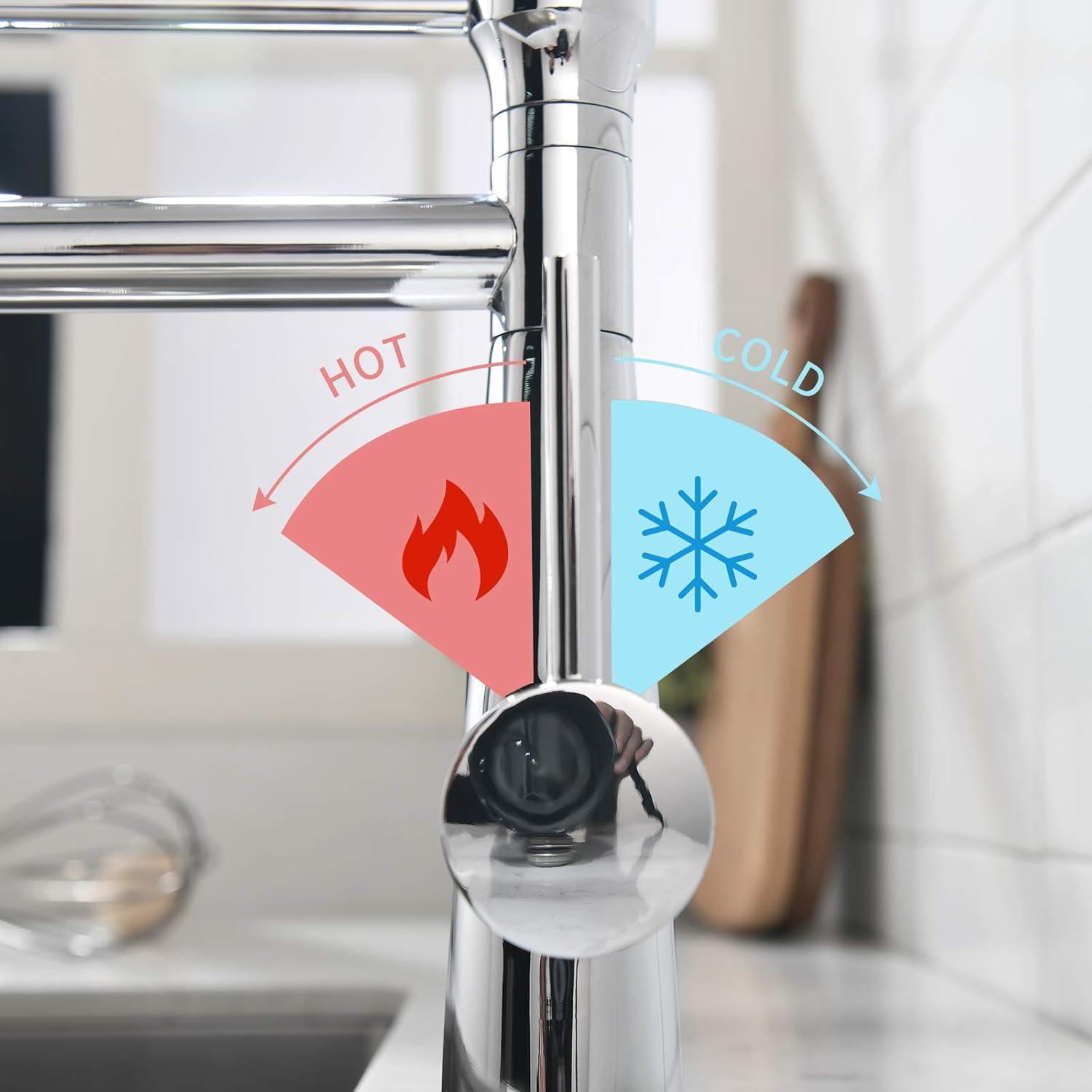 TIMACO Wasserhahn Küche Chrome Spiralfeder 360°Schwenkbar Zwei Auslauf