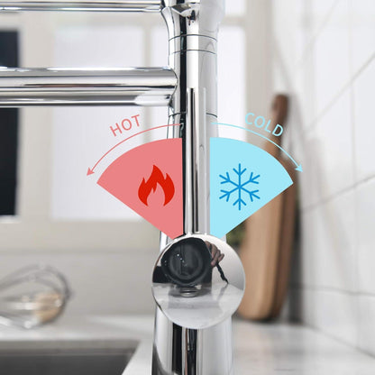 TIMACO Wasserhahn Küche Chrome Spiralfeder 360°Schwenkbar Zwei Auslauf