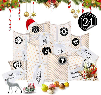 Adventskalender Kraftpapier Weihnachtsbox DIY Geschenk Schachtel 24STK