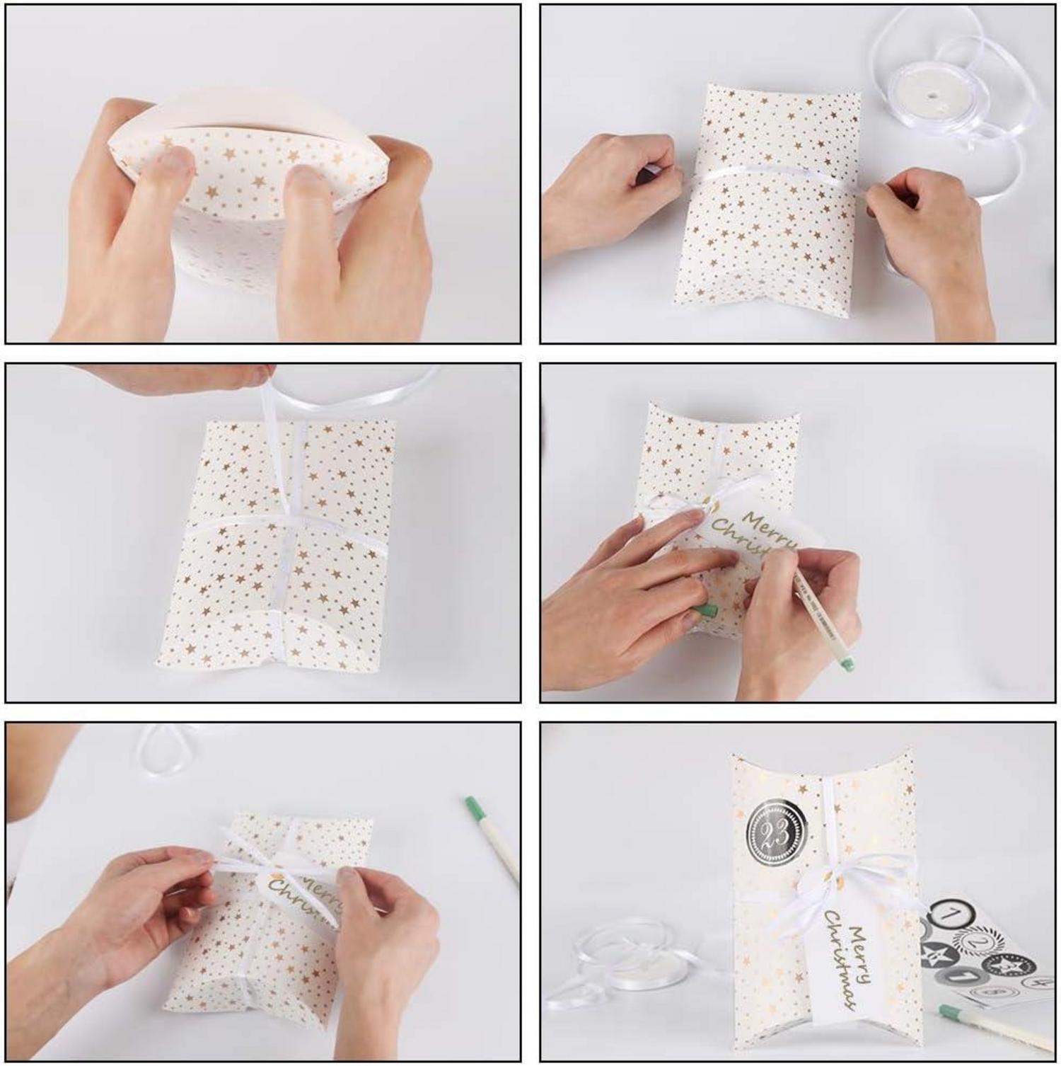 Adventskalender Kraftpapier Weihnachtsbox DIY Geschenk Schachtel 24STK