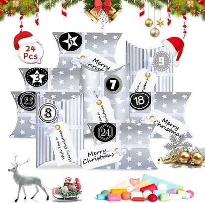 DIY Adventskalender Silber Tüten Zahlen Aufkleber