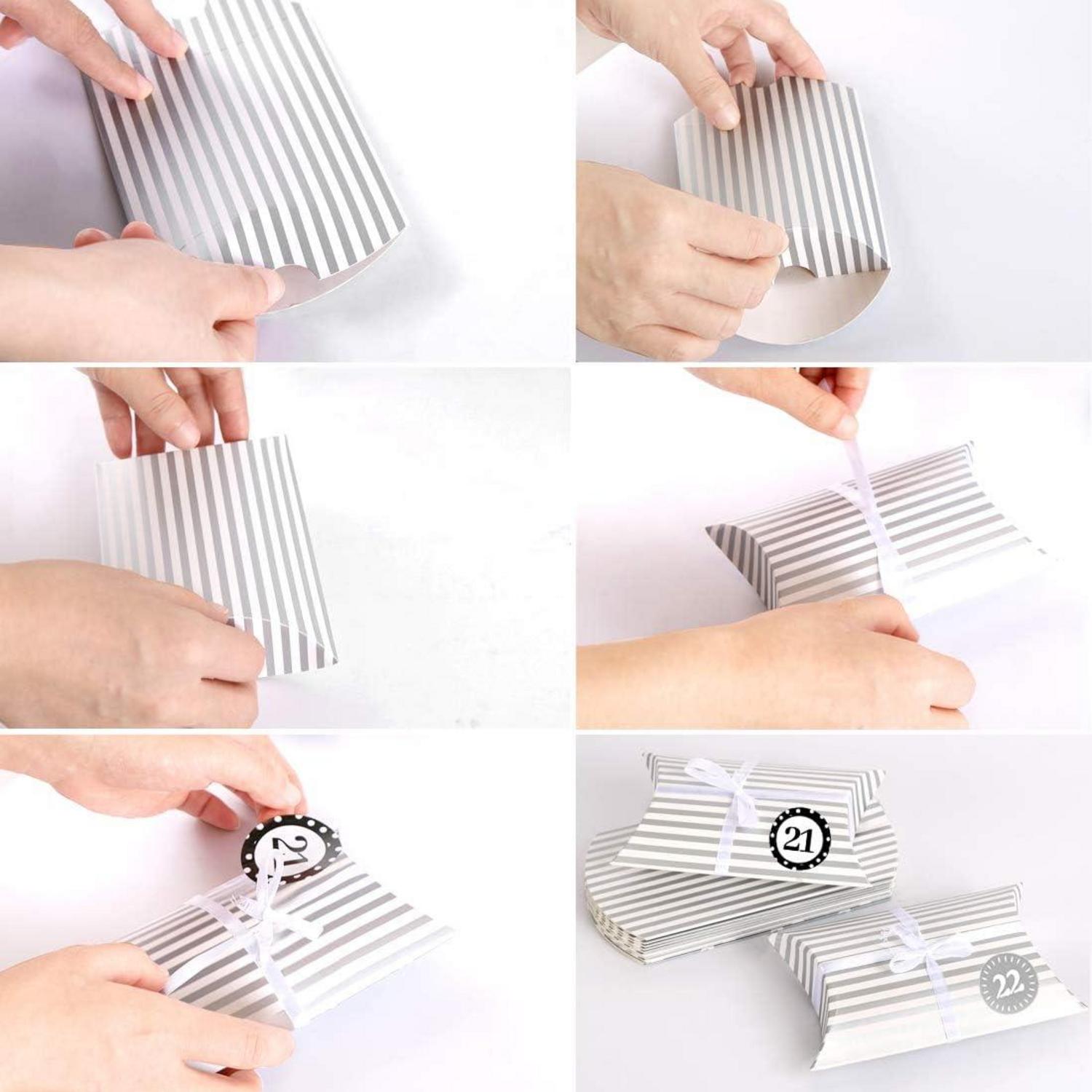 DIY Adventskalender Silber Tüten Zahlen Aufkleber