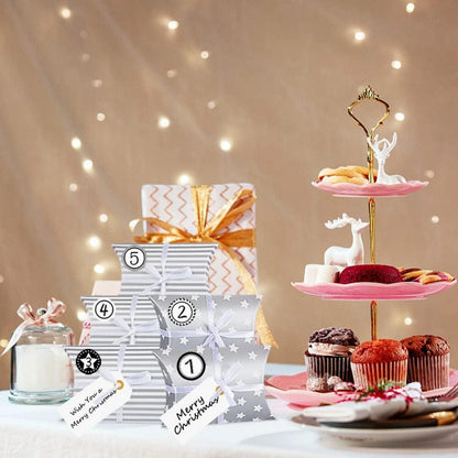 Weihnachts Countdown Kalender DIY zum Befüllen mit 24 Silber Tüten