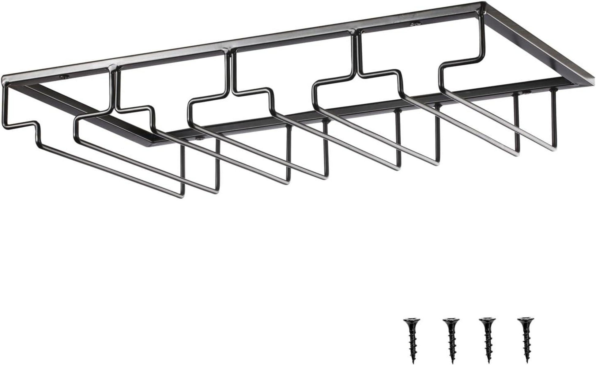 Weinglashalter Metall Gläserhalter Unter Schrank Schwarz 4 reihig+Eisenstab