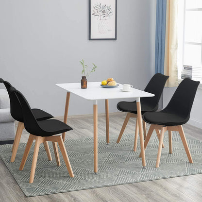 Esszimmergruppe Weißer Tisch mit 4 Schwarz Stühlen