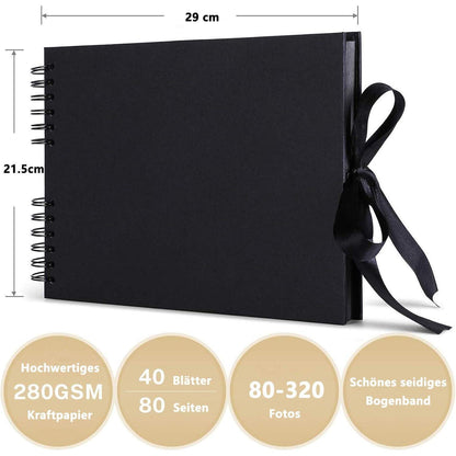 Schwarzes Fotoalbum DIY 80 Seiten Abschluss Hochzeit