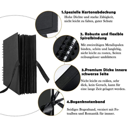 Schwarzes Fotoalbum DIY 80 Seiten Abschluss Hochzeit