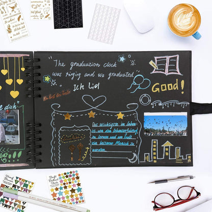 Schwarzes Fotoalbum DIY 80 Seiten Abschluss Hochzeit