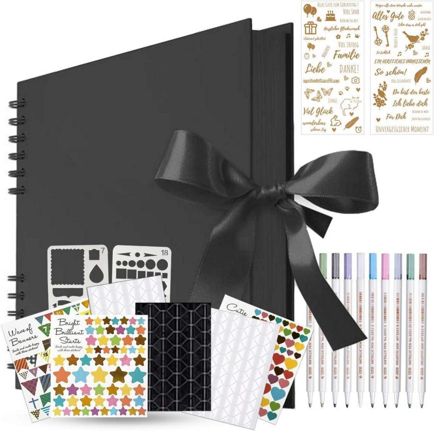 Fotoalbum zum Selbstgestalten DIY Schwarz 80 Seiten Geschenk