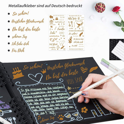 Fotoalbum zum Selbstgestalten DIY Schwarz 80 Seiten Geschenk