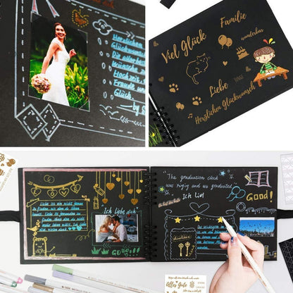 Fotoalbum zum Selbstgestalten DIY 80 Schwarze Seiten Hochzeit