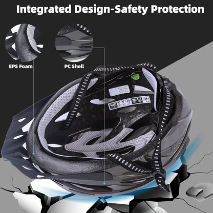 Shinmax Fahrradhelm mit Visier Abnehmbarer EPS Körper PC Schale 18 Lüftungslöcher 57-62cm