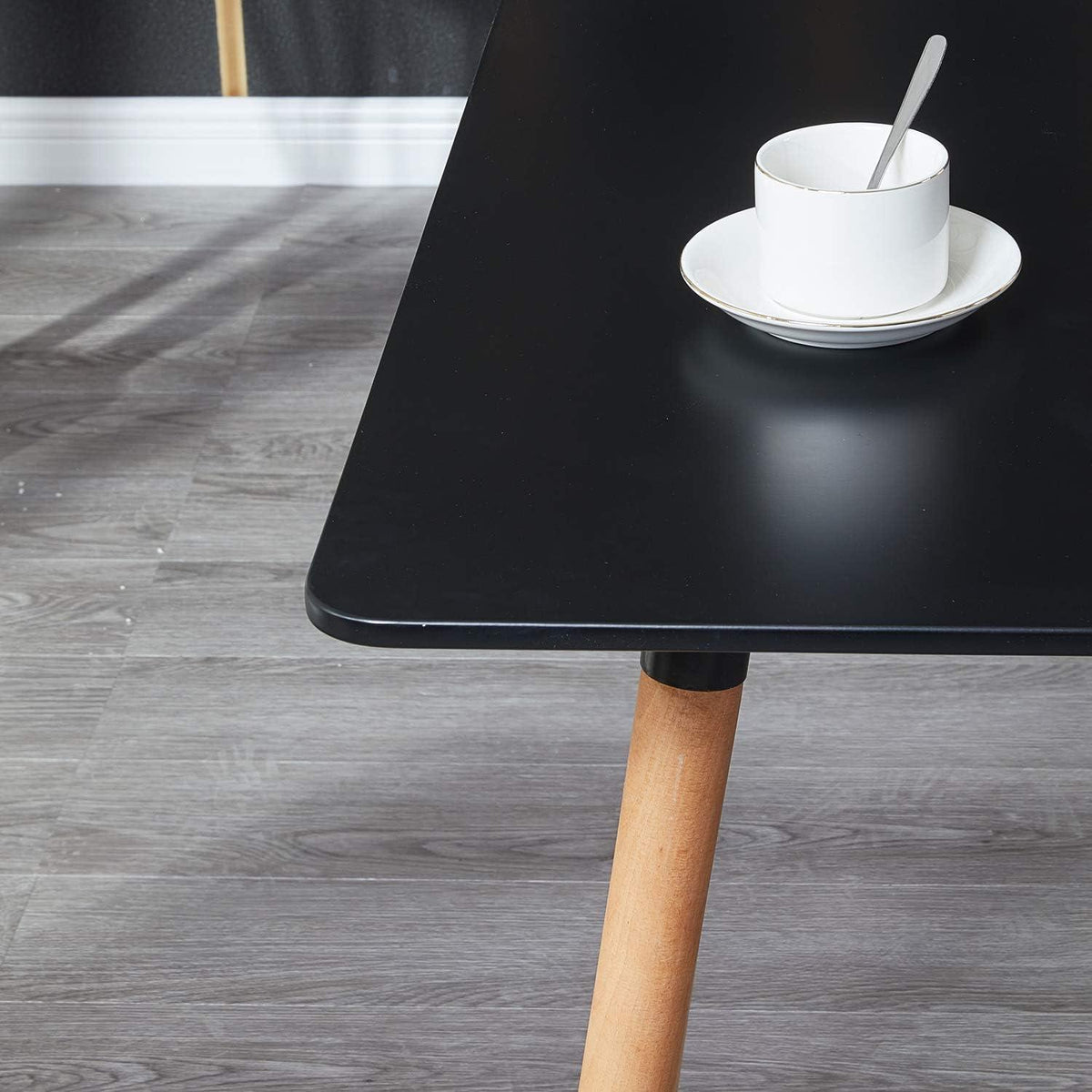 Esszimmergruppe Schwarz-Grau: Tisch (110cm) + 4 Stühle