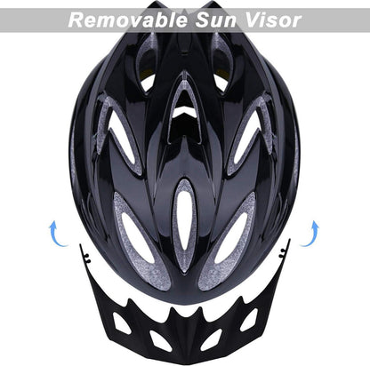 Fahrradhelm mit abnehmbarem Visier und 18 Lüftungslöchern - Schwarz