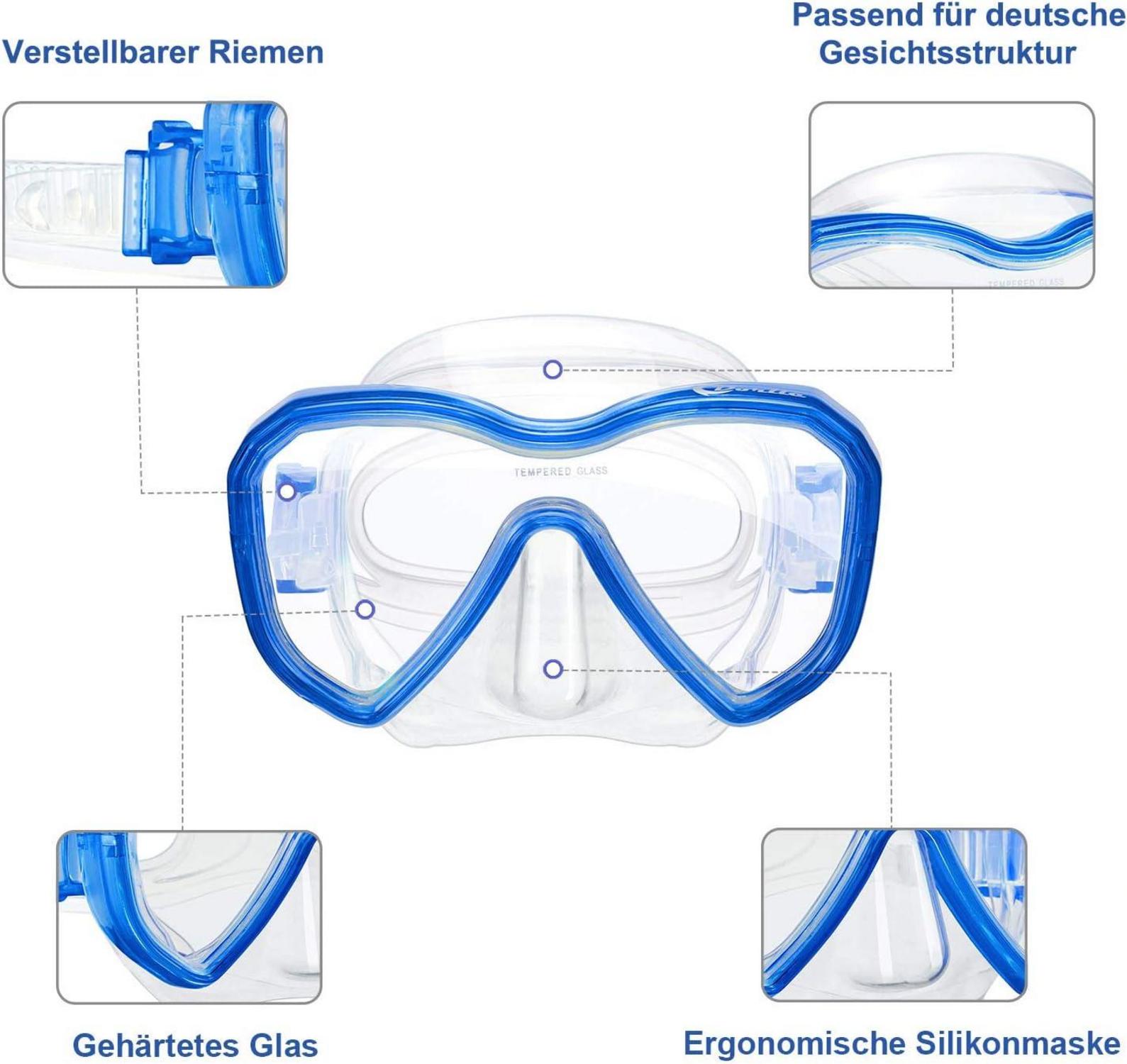 Kinder Taucherbrille Tauchmaske Anti-Fog Schwimmbrille Blau
