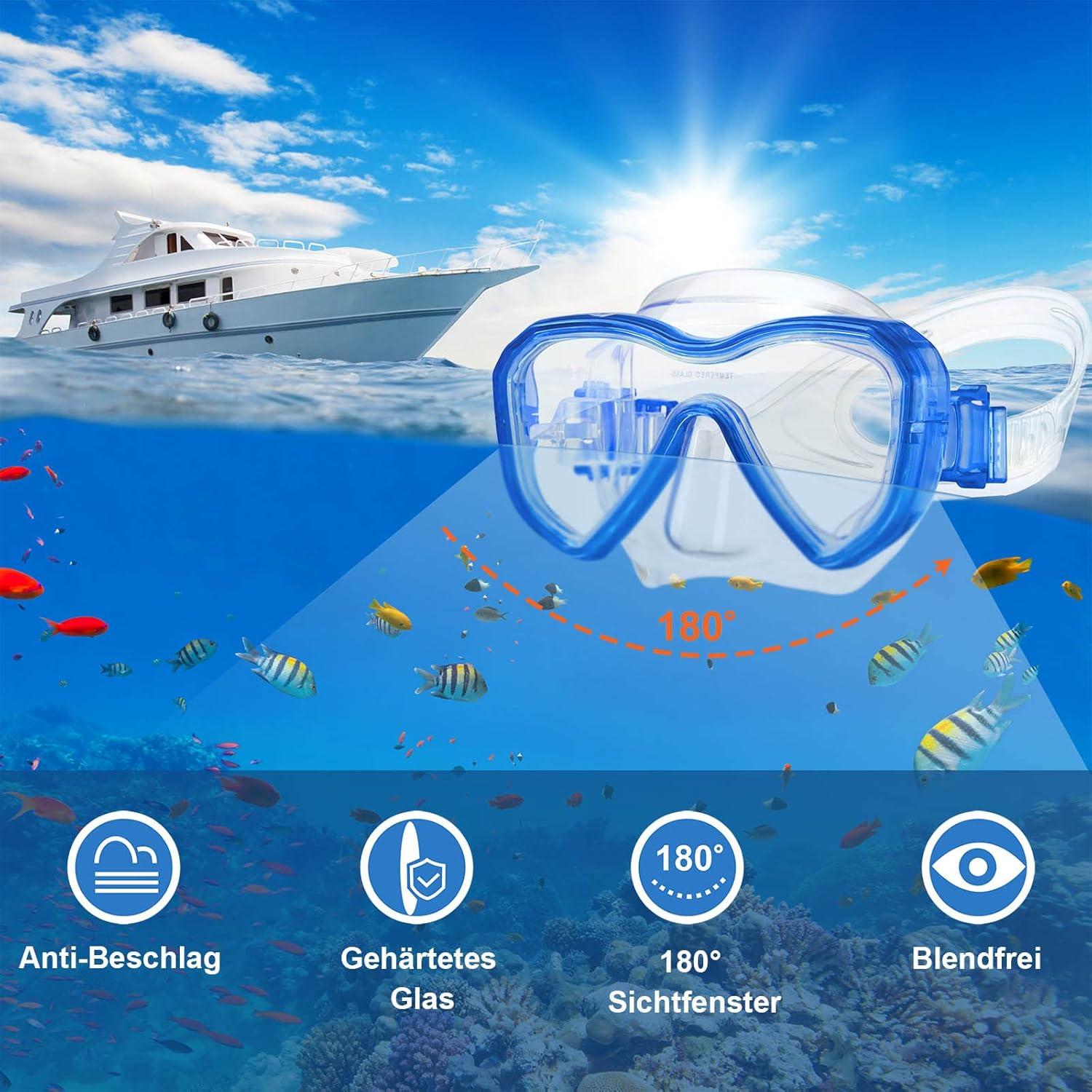 Kinder Taucherbrille Anti-Fog Schwimmbrille Wasserdicht Tempered Glas