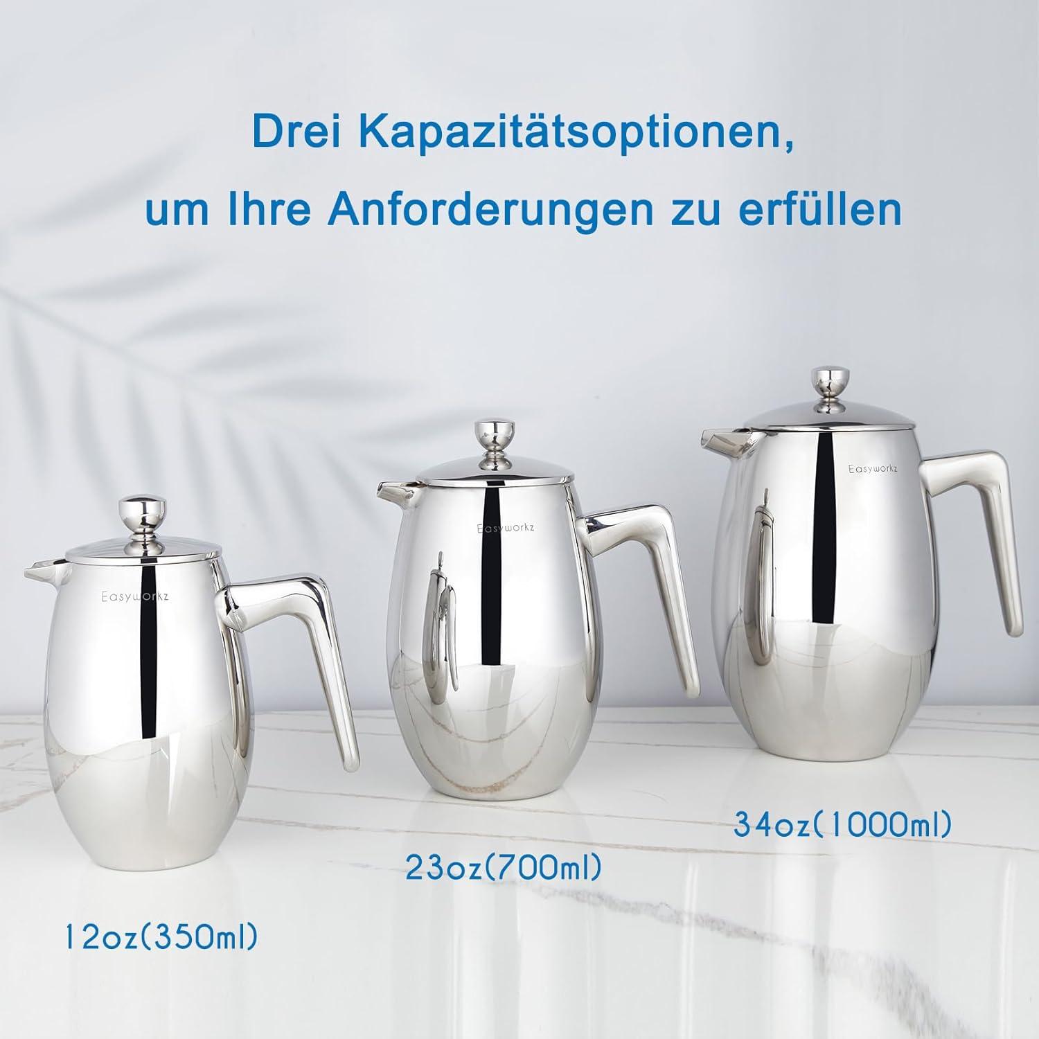 Easyworkz Nando French Press 700ml Edelstahl Thermo-Kaffeemaschine