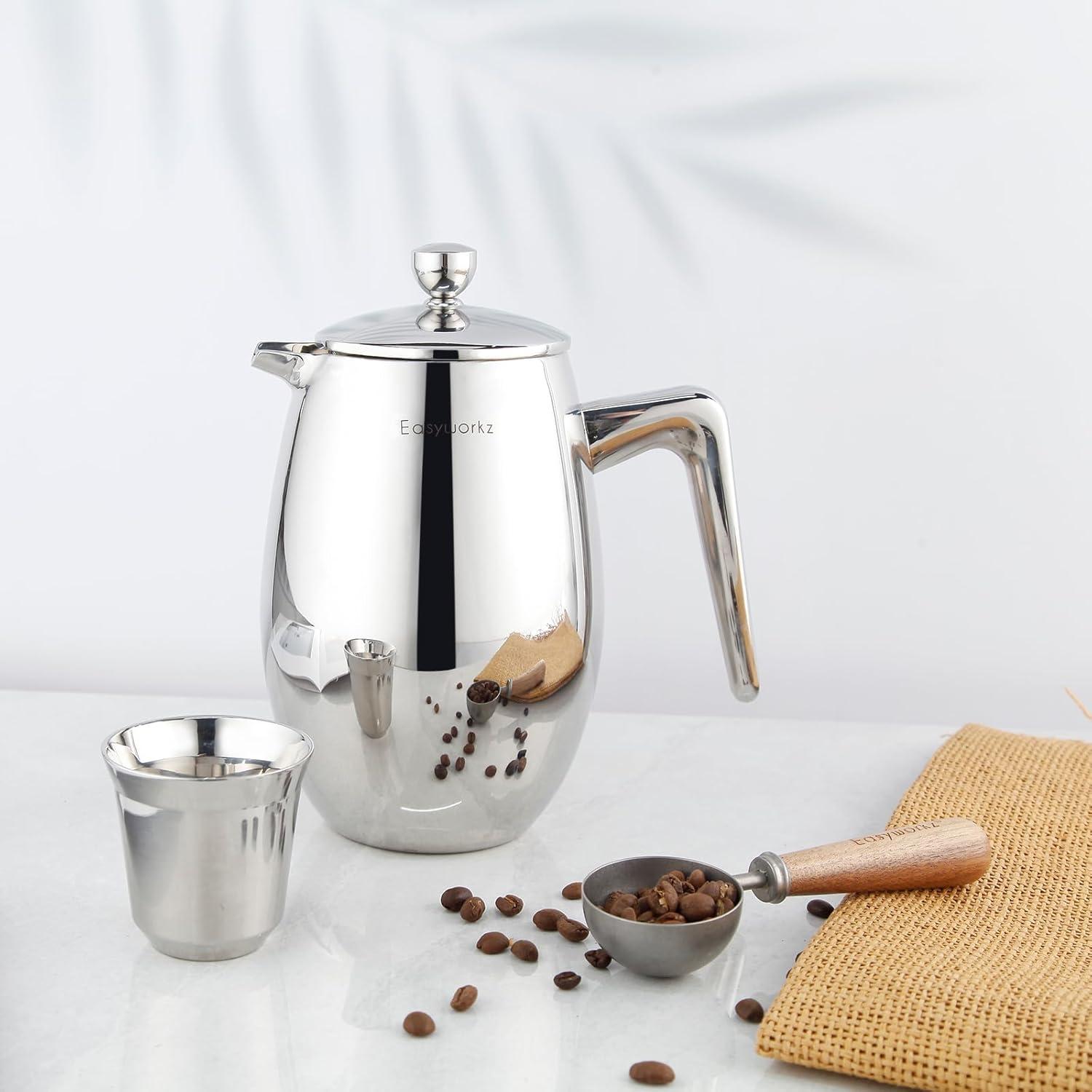 Edelstahl French Press 700ml doppelwandig isoliert Thermo-Kanne