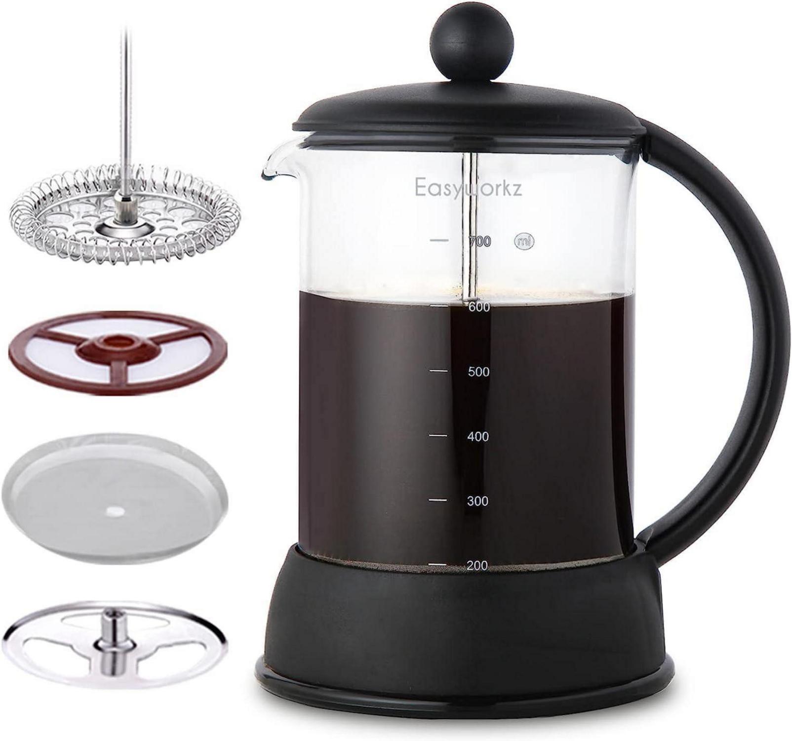 French Press Kaffeebereiter Borosilikatglas 800ml Presskanne