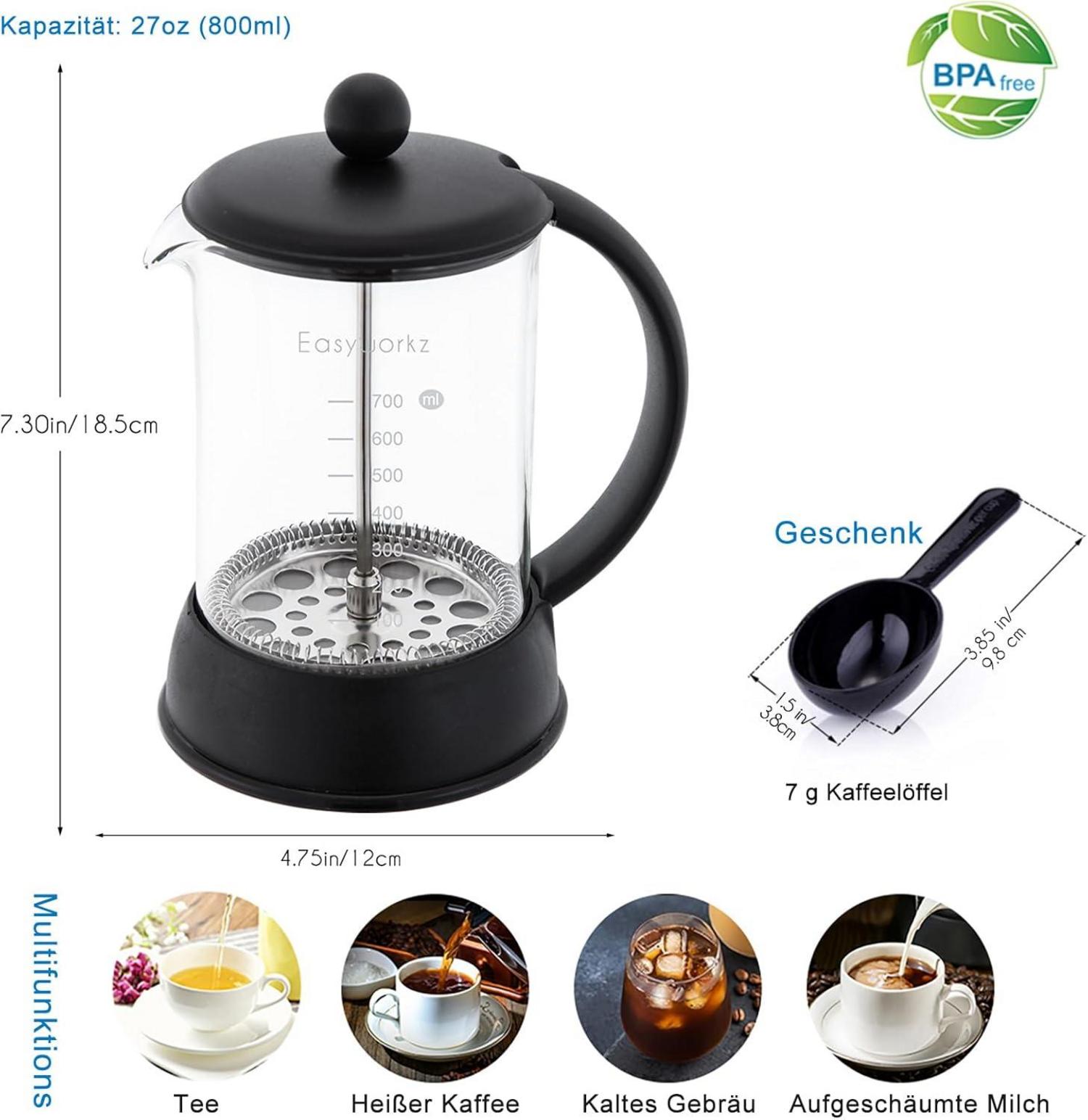 Eclipse 800ml French Press Kaffeebereiter Borosilikatglas