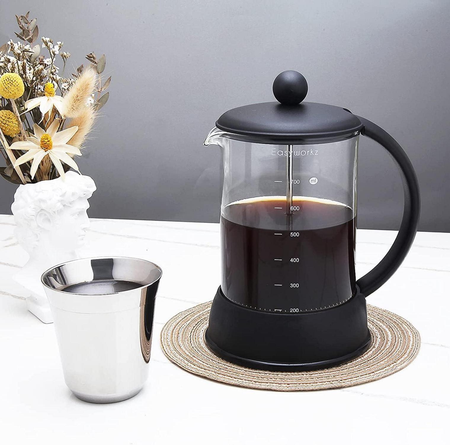 French Press Kaffeepresse Borosilikatglas 800ml Schwarz