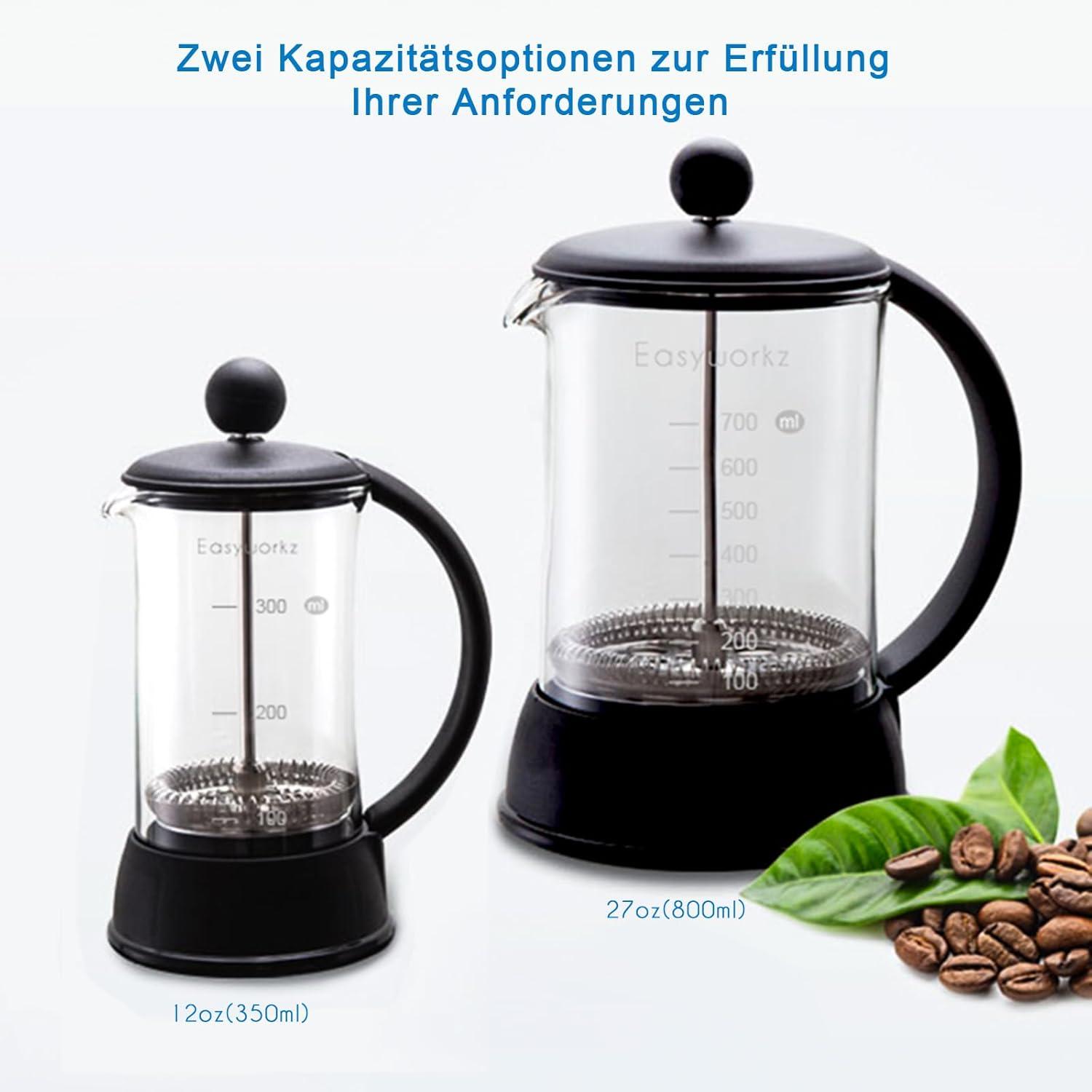 French Press Kaffeepresse Borosilikatglas 800ml Schwarz