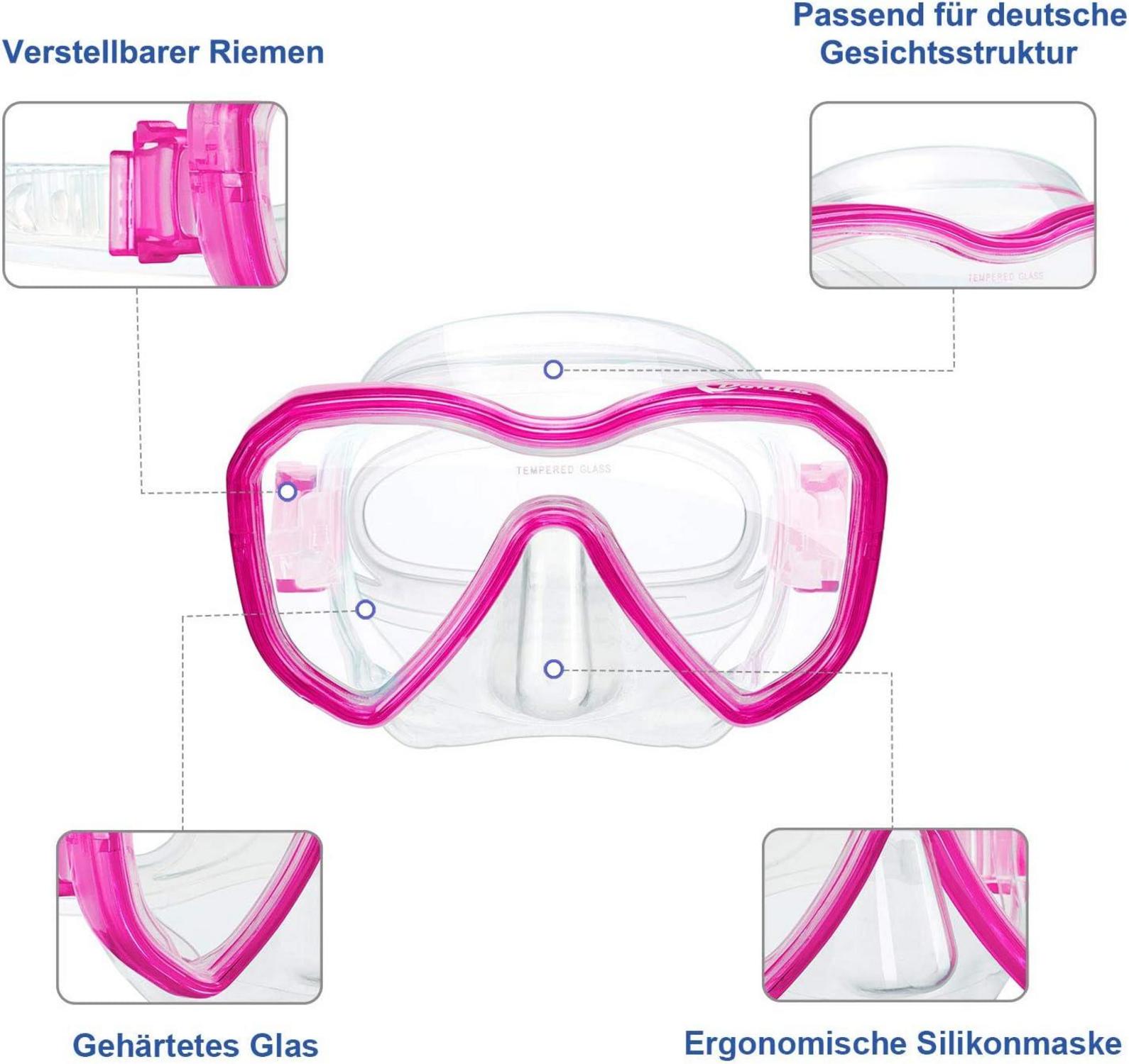 Kinder Taucherbrille Anti-Fog Tauchmaske Schwimmbrille Rosa