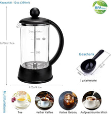 Eclipse 350ml French Press Kaffeebereiter Borosilikatglas