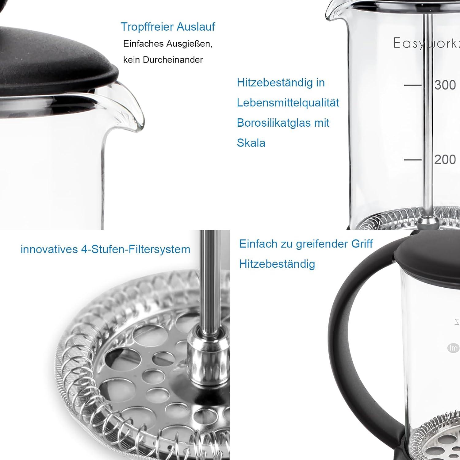 Eclipse 350ml French Press Kaffeekanne Borosilikatglas BPA-frei