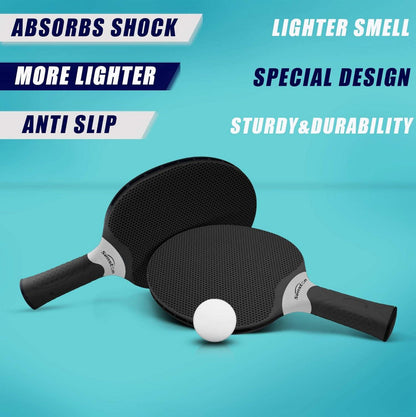 Senston Tischtennisschläger Set mit 3 Bällen Gummi Schwarz