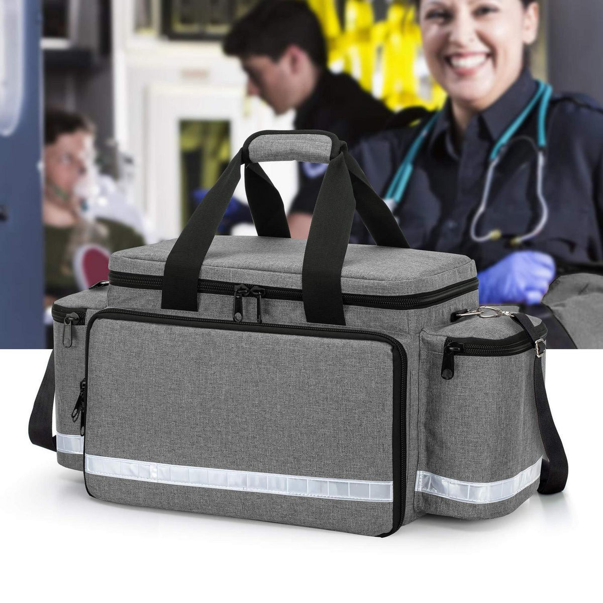 Professionelle Notfalltasche für Rettungskräfte – Grau