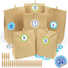 Adventskalender Kraftpapiertüten DIY Bastelset mit Zahlen und Klammern