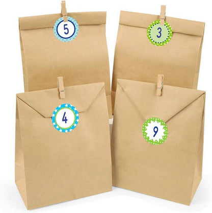 Adventskalender Kraftpapiertüten DIY Bastelset mit Zahlen und Klammern