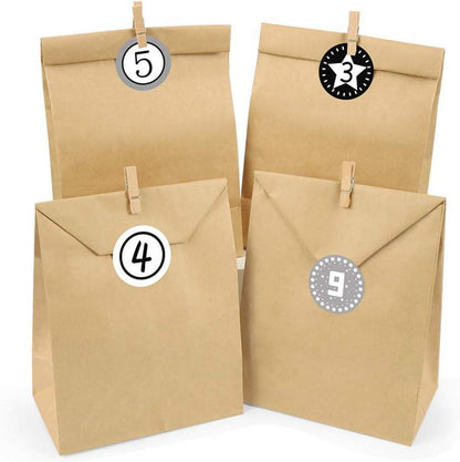 Adventskalender zum Befüllen Kraftpapiertüten 24er Set Schwarz