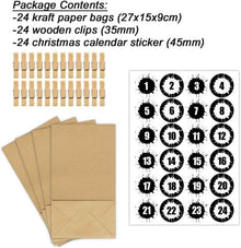 Adventskalender Kraftpapiertüten DIY Bastelset 24 Aufkleber