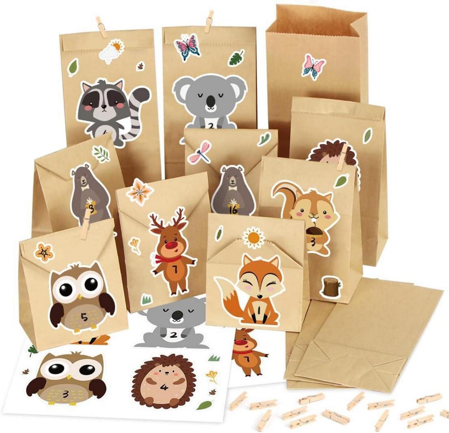 Adventskalender Kraftpapiertüten Weihnachtskalender DIY Waldtiere