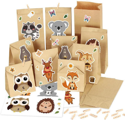 Adventskalender Kraftpapiertüten Weihnachtskalender DIY Waldtiere