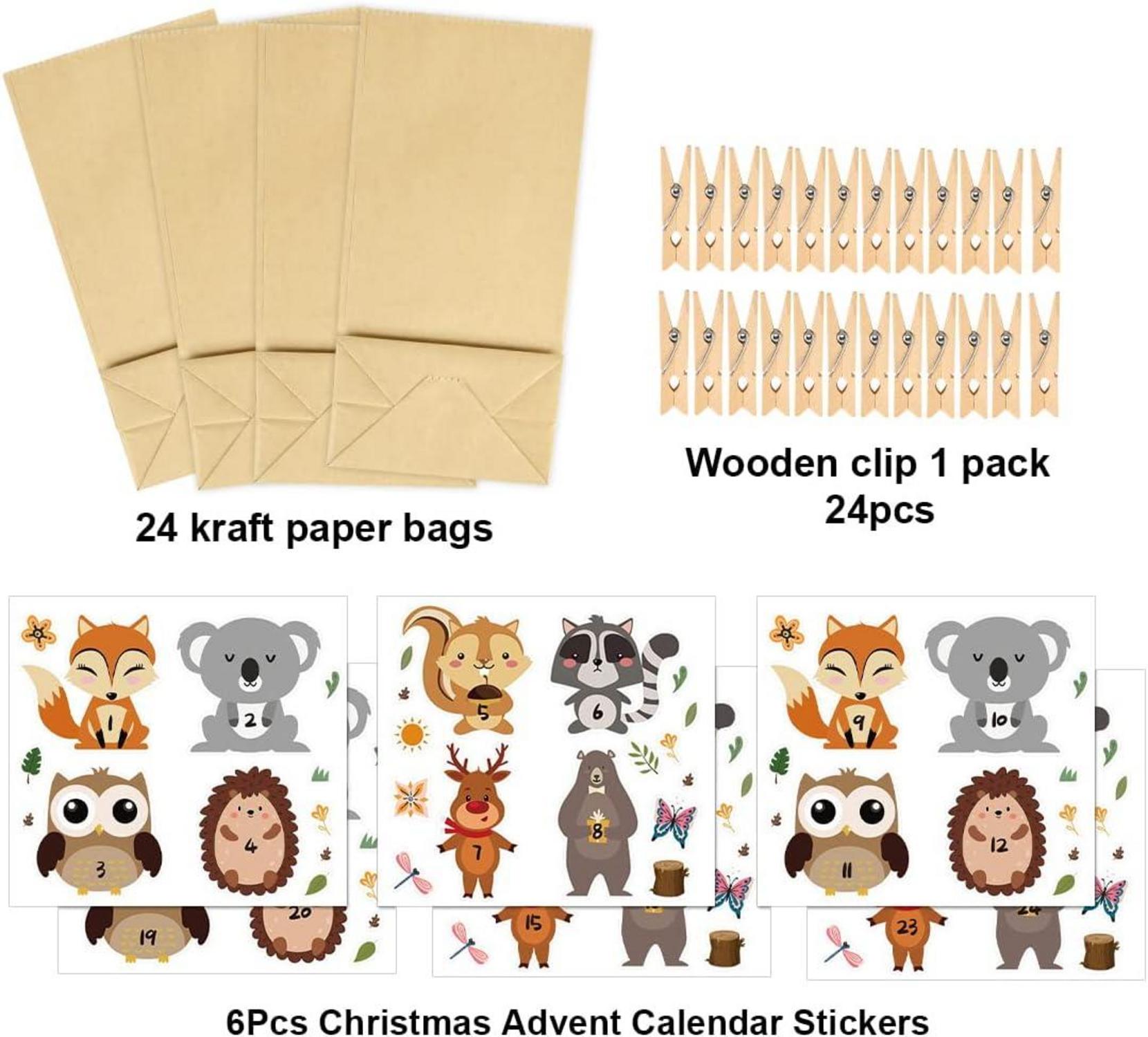 Adventskalender Kraftpapiertüten Kinder Weihnachtskalender