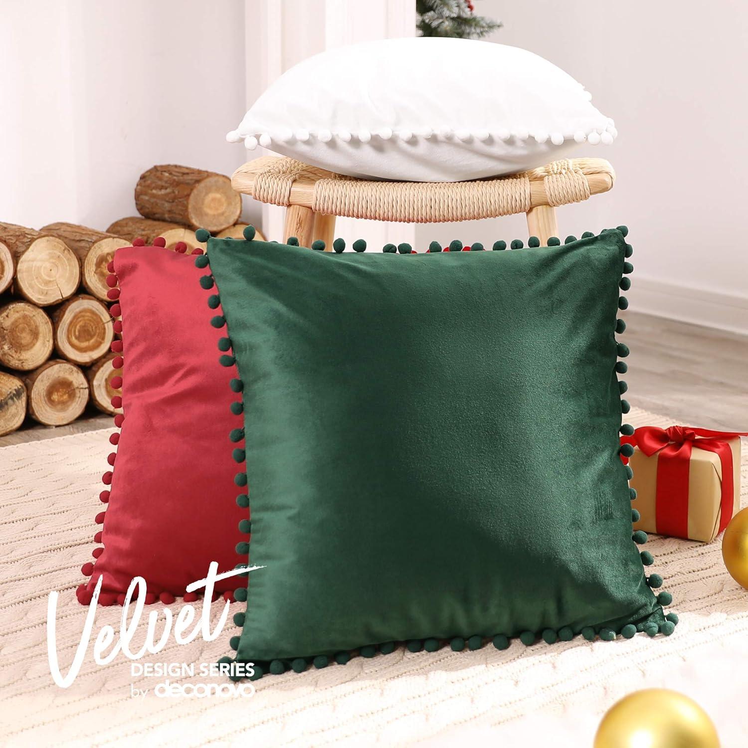 Kissenbezüge Weihnachten 45x45cm Tannengrün Dunkelgrün Samt