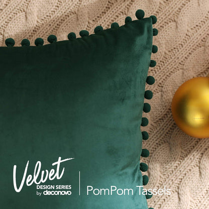 2er Set Kissenbezüge Weihnachten Tannengrün Samt 45x45cm