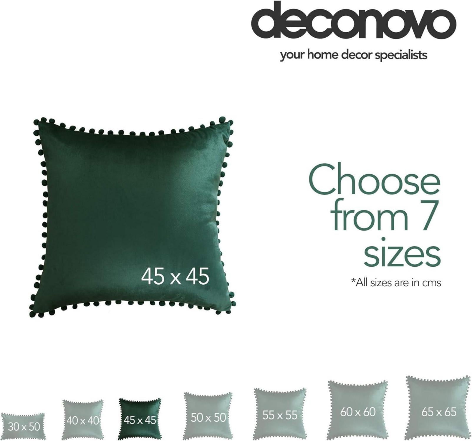 Deconovo 2 Stück Kissenbezüge Weihnachten 45x45 cm Tannengrün SamtDesign