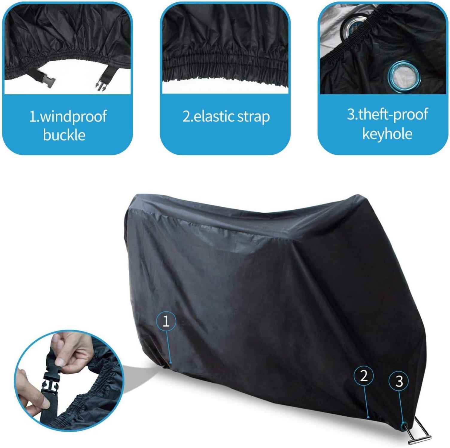 Motorradabdeckung wasserdicht Winterfest 190T Oxford Stoff 245x105x125cm