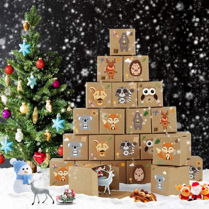 Adventskalender zum Befüllen 24 DIY Kisten Set mit Zahlenaufklebern