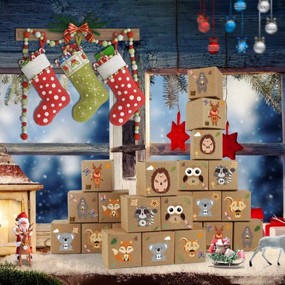 Adventskalender zum Selbst Basteln mit 24 Waldtiere Aufklebern