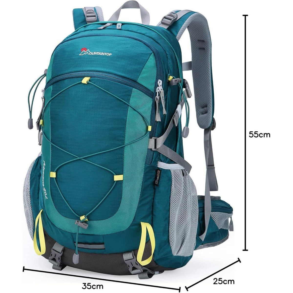 Trekkingrucksack 40L mit vielen Fächern, blaugrün
