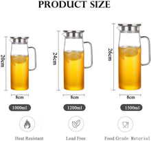 Glaskaraffe mit Deckel 1000ml - Wasserkrug für hausgemachte